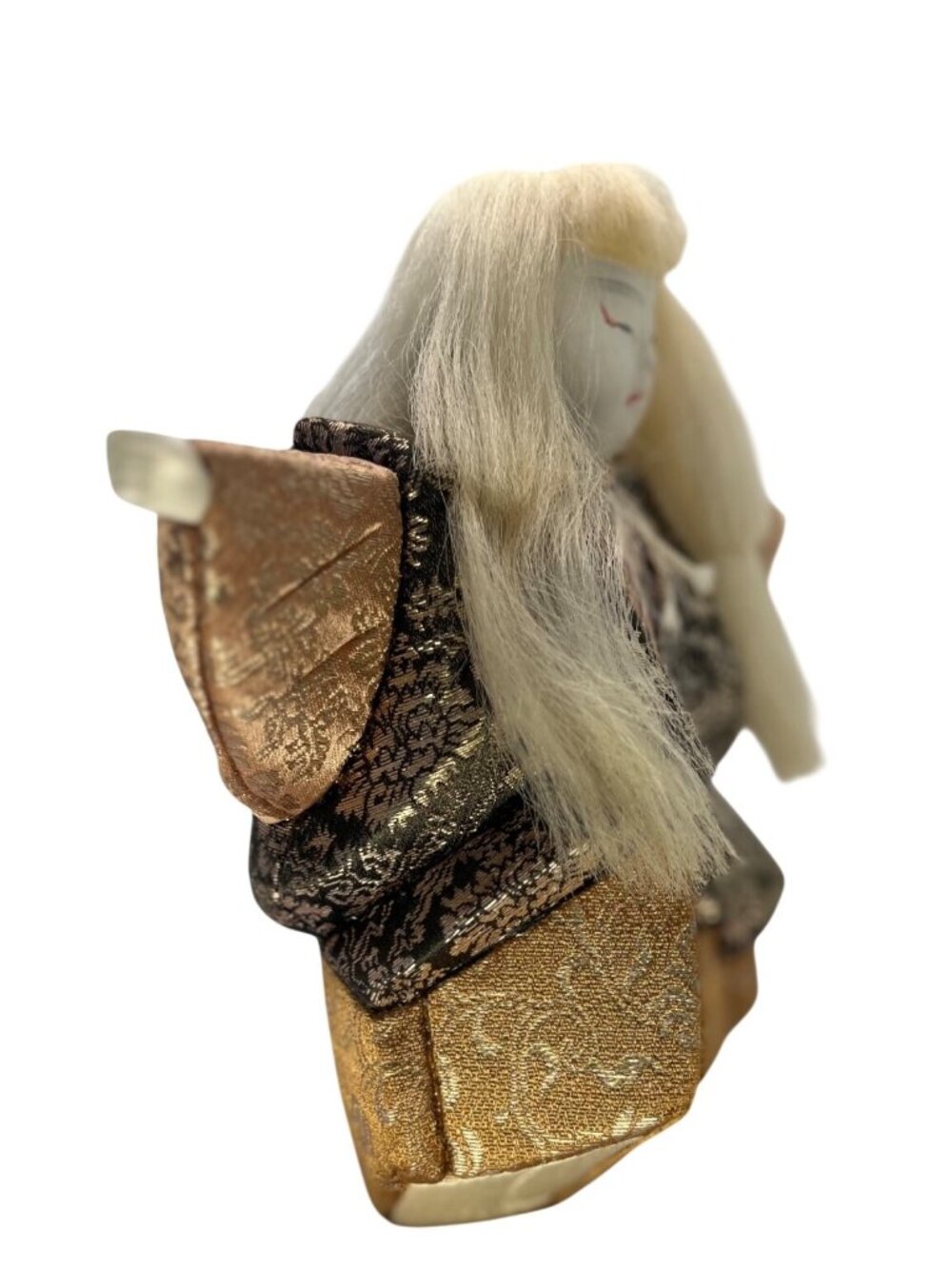 Vintage Japanese Kabuki Kimekomi Kimono Noh Theater Doll White Hair - Picture 3 of 7